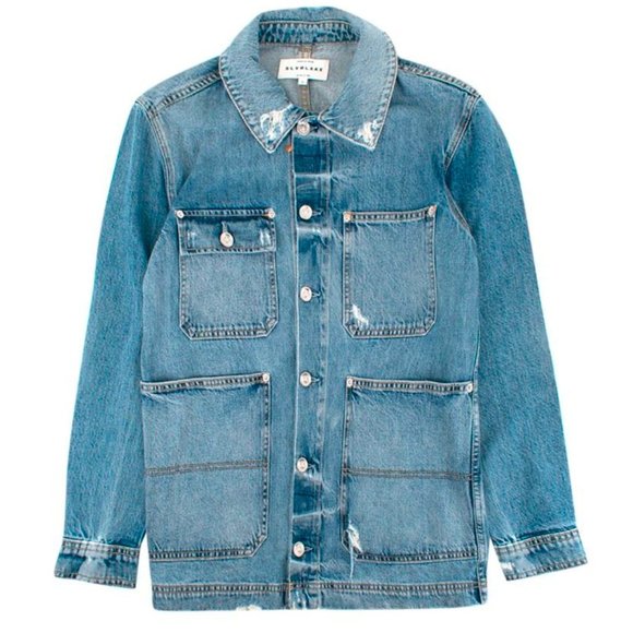 SLVRLAKE Worker Distressed Denim Jacket - Picture 1 of 5